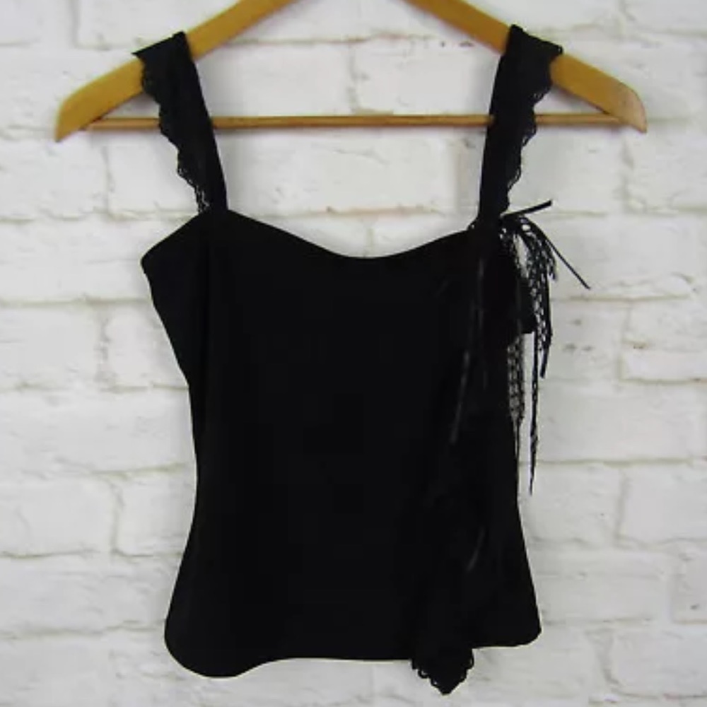 LUCE Black Ruffle Lace Tank Top Going Out Shirt M